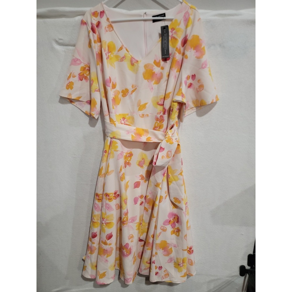 Lane Bryant Plus Sz 24 NWT V-Neck Lena Floral Fit & Flare Midi Dress Belted